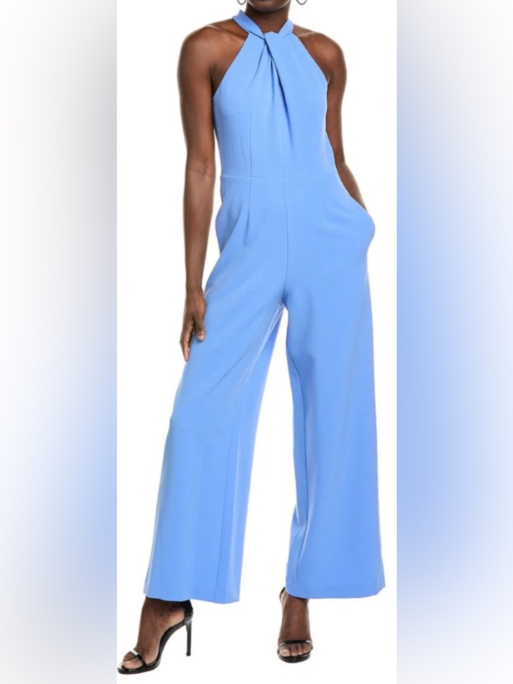 Vibrant Sky Blue Halter Neck Wide Leg Jumpsuit from Julia Jordan: Size 4